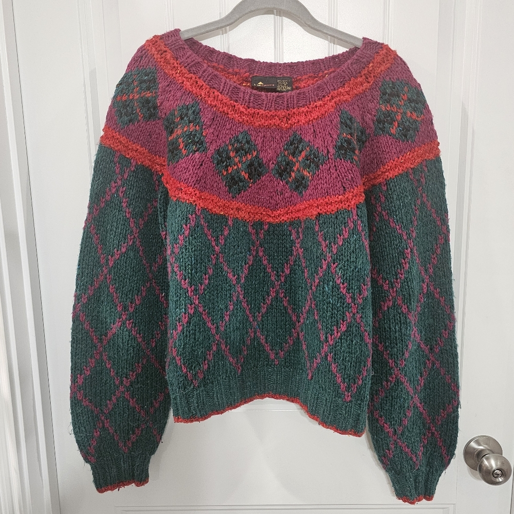 Vintage 80s Liz Sport Wool Blend Pullover Chunky Knit Sweater Womens Size Medium